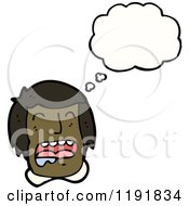 Cartoon Of A Crying African American Boy Thinking Royalty Free Vector Illustration