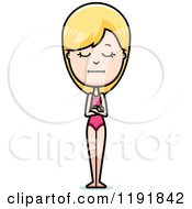 Cartoon Of A Stubborn Woman In A Swimsuit Royalty Free Vector Clipart by Cory Thoman