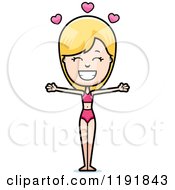 Cartoon Of A Loving Woman In A Swimsuit Royalty Free Vector Clipart by Cory Thoman