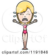 Cartoon Of A Crying Woman In A Swimsuit Royalty Free Vector Clipart by Cory Thoman