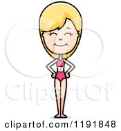Cartoon Of A Happy Woman In A Swimsuit Royalty Free Vector Clipart by Cory Thoman