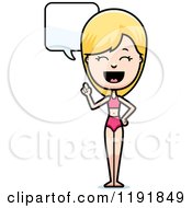 Cartoon Of A Talking Woman In A Swimsuit Royalty Free Vector Clipart by Cory Thoman