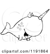 Cartoon Of A Black And White Hungry Narwhal Royalty Free Vector Clipart