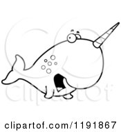 Cartoon Of A Black And White Scared Narwhal Royalty Free Vector Clipart