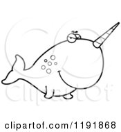 Cartoon Of A Black And White Sly Narwhal Royalty Free Vector Clipart