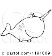 Cartoon Of A Black And White Happy Narwhal Royalty Free Vector Clipart