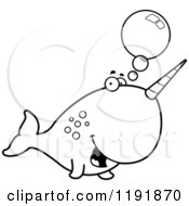 Cartoon Of A Black And White Talking Narwhal Royalty Free Vector Clipart