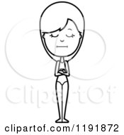 Cartoon Of A Black And White Stubborn Woman In A Swimsuit Royalty Free Vector Clipart by Cory Thoman