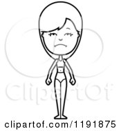 Cartoon Of A Black And White Depressed Woman In A Swimsuit Royalty Free Vector Clipart by Cory Thoman