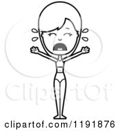 Cartoon Of A Black And White Crying Woman In A Swimsuit Royalty Free Vector Clipart by Cory Thoman