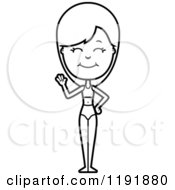 Cartoon Of A Black And White Waving Woman In A Swimsuit Royalty Free Vector Clipart by Cory Thoman