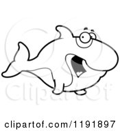 Cartoon Of A Black And White Scared Orca Killer Whale Royalty Free Vector Clipart
