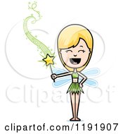 Cartoon Of A Happy Fairy Holding A Magic Wand Royalty Free Vector Clipart