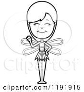 Cartoon Of A Black And White Waving Fairy Royalty Free Vector Clipart