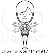 Cartoon Of A Black And White Mad Fairy With Her Hands On Her Hips Royalty Free Vector Clipart