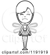 Cartoon Of A Black And White Depressed Fairy Royalty Free Vector Clipart
