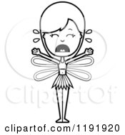 Cartoon Of A Black And White Crying Fairy Royalty Free Vector Clipart