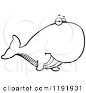 Cartoon Of A Black And White Bored Whale Royalty Free Vector Clipart