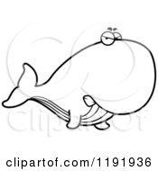 Cartoon Of A Black And White Mad Whale Royalty Free Vector Clipart