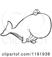 Cartoon Of A Black And White Sly Whale Royalty Free Vector Clipart