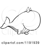 Cartoon Of A Black And White Happy Whale Royalty Free Vector Clipart