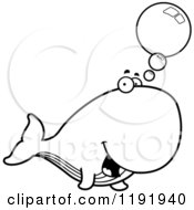 Cartoon Of A Black And White Talking Whale Royalty Free Vector Clipart