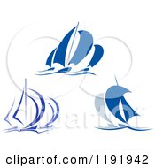 Poster, Art Print Of Blue Regatta Sailboats 8