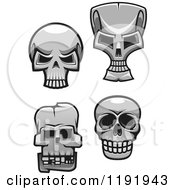 Clipart Of Grayscale Skulls Royalty Free Vector Illustration
