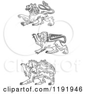 Black And White Royal Heraldic Lions
