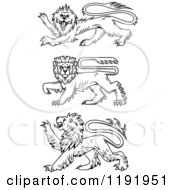 Black Heraldic Lions In Profile