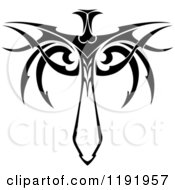 Clipart Of A Black And White Tribal Winged Sword 9 Royalty Free Vector Illustration by Vector Tradition SM