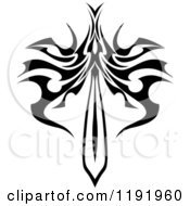 Poster, Art Print Of Black And White Tribal Winged Sword 11