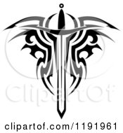 Poster, Art Print Of Black And White Tribal Winged Sword 12