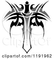 Poster, Art Print Of Black And White Tribal Winged Sword 13