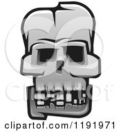 Clipart Of A Grayscale Skull 3 Royalty Free Vector Illustration
