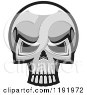 Clipart Of A Grayscale Skull Royalty Free Vector Illustration