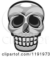 Clipart Of A Grayscale Skull 4 Royalty Free Vector Illustration