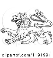 Poster, Art Print Of Black And White Curly Haired Royal Heraldic Lion