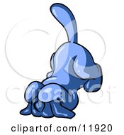 Scared Blue Tick Hound Dog Covering His Head With His Front Paws Clipart Illustration