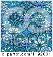 Poster, Art Print Of Seamless Pattern Of Blue Circle Flowers