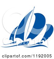Poster, Art Print Of Blue Regatta Sailboats 4