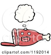 Cartoon Of A Leg Of Ham Thinking Royalty Free Vector Illustration by lineartestpilot