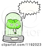 Cartoon Of A Brain In A Speciman Jar Speaking Royalty Free Vector Illustration