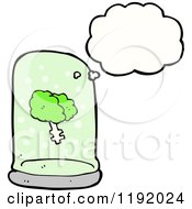 Cartoon Of A Brain In A Speciman Jar Thinking Royalty Free Vector Illustration