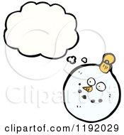 Cartoon Of A Snowman Christmas Ornament Thinking Royalty Free Vector Illustration by lineartestpilot