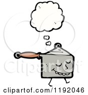 Cartoon Of A Cooking Pan Thinking Royalty Free Vector Illustration by lineartestpilot