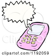 Cartoon Of A Pink Cell Phone Royalty Free Vector Illustration by lineartestpilot