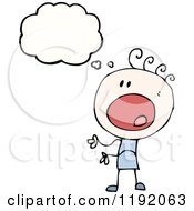 Cartoon Of A Stick Child Thinking Royalty Free Vector Illustration