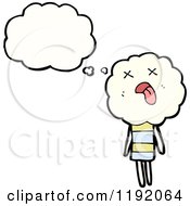 Cartoon Of A Cloud Person Thinking Royalty Free Vector Illustration