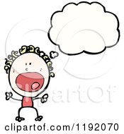 Cartoon Of A Stick Child Thinking Royalty Free Vector Illustration by lineartestpilot